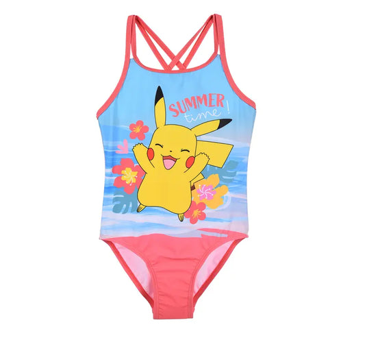 Pokémon Pikachu badpak meisjes kleurrijk zomer badpak met officiële licentie en gekruiste bandjes