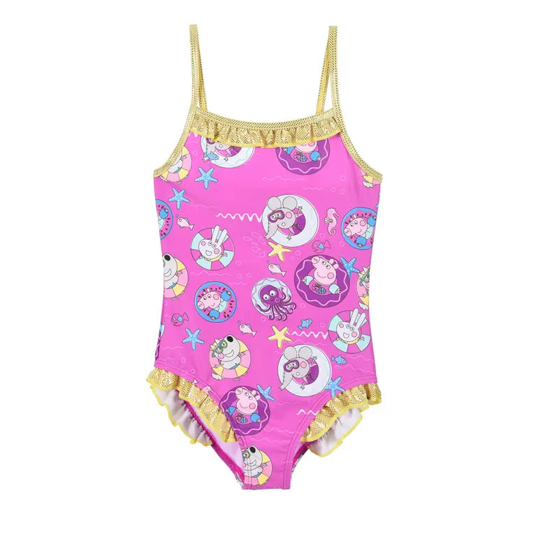 Peppa Pig badpak roze meisjes all over print met zeedieren officiële licentie
