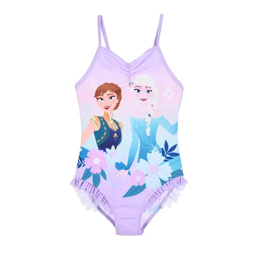 Frozen badpak paars meisjes Elsa Anna bloemenprint officiële licentie