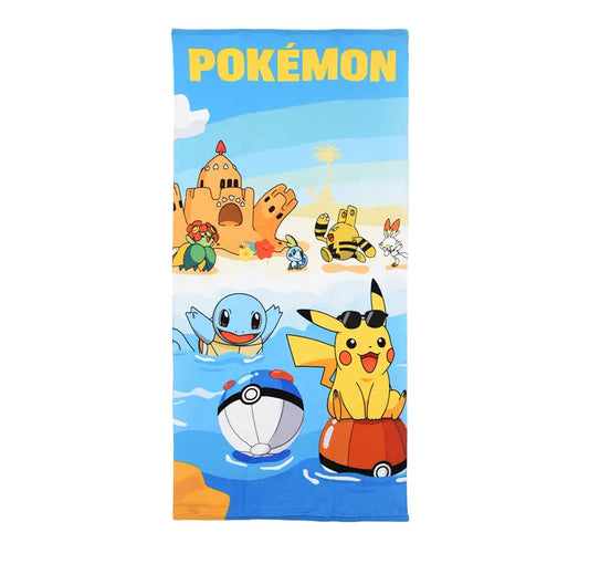Pokémon strandlaken Pikachu Squirtle blauw 70x140 officieel licentieartikel