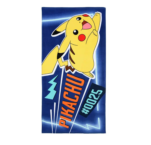 Pokémon strandlaken Pikachu 025 blauw katoen 70x140 officieel licentieartikel