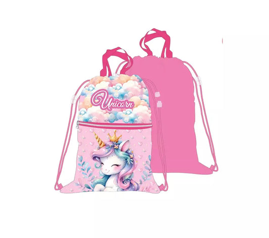 Unicorn Clouds Deluxe Sporttas – Gymtas/Zwemtas 45x34,5 cm – 100% Polyester – Lichtgewicht