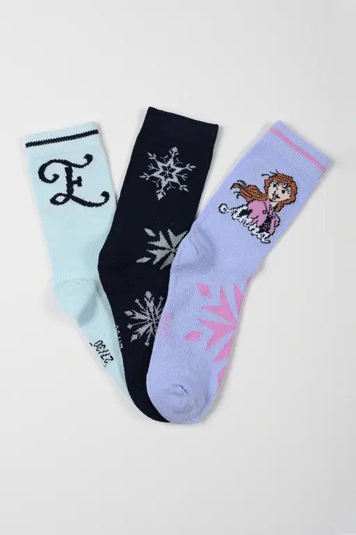 Frozen kindersokken met Anna en Elsa in lichtblauw lila en donkerblauw