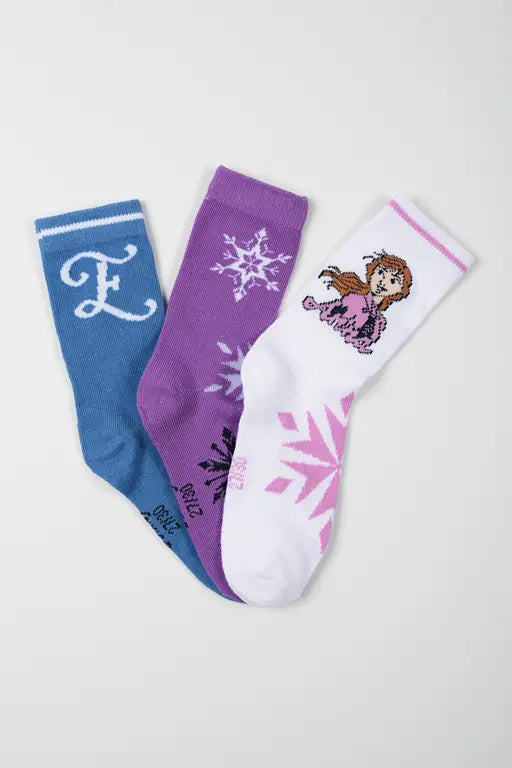 Disney Frozen kindersokken met Anna Elsa en sneeuwvlokken set van 3 paar