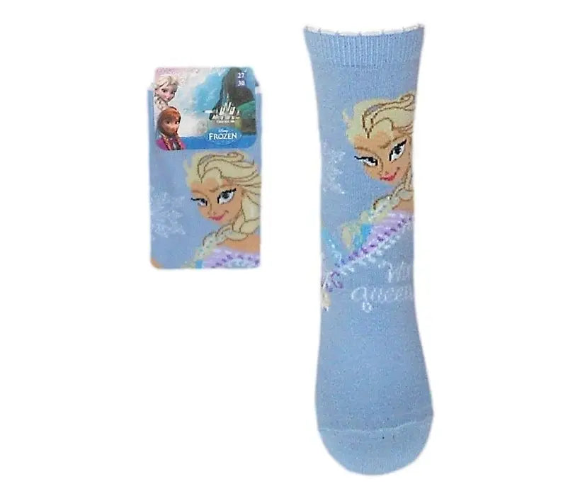 Lichtblauwe Disney Frozen Elsa kindersokken voor kinderen met glitterdetails