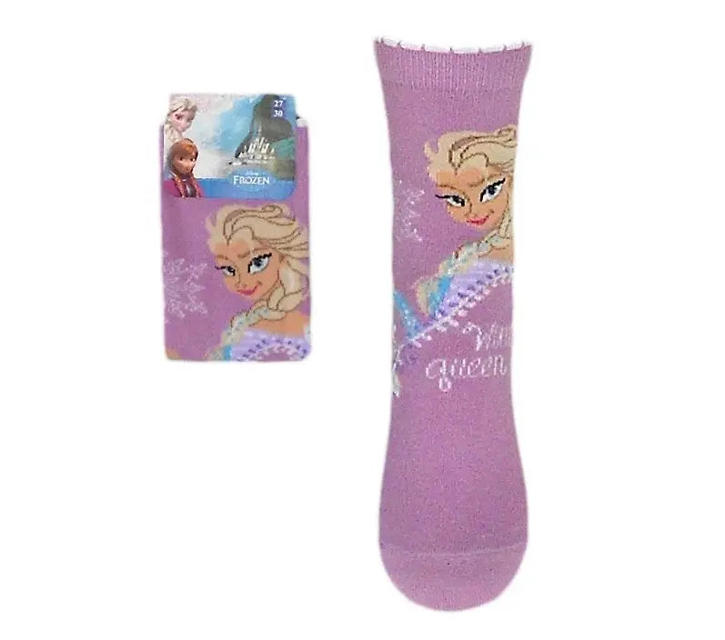 Lila Disney Frozen Elsa kindersokken voor kinderen met glitterdetails