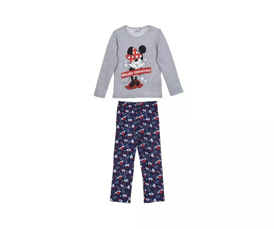 Disney Pyjama Minnie Mouse – Kinderpyjama Grijs/Donkerblauw – Maat 110/116 & 122/128
