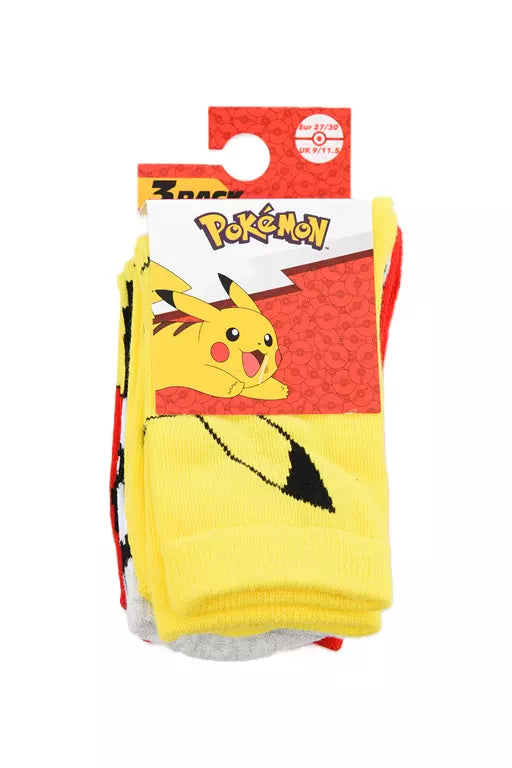 Pokémon Pikachu Sokken – 3 Paar – Kinder Sokken – Comfortabele Katoenmix – Maat 23/26 t/m 31/34