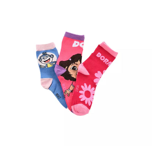 Dora the Explorer Sokken – 3 Paar – Kinder Sokken – Dora & Boots – Maat 23/26 t/m 31/34