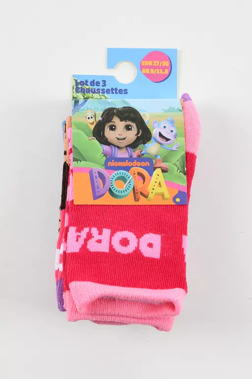 Dora the Explorer Sokken – 3 Paar – Kinder Sokken – Dora & Boots – Maat 23/26 t/m 31/34
