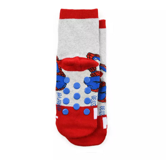 Marvel Spider-Man Anti-Slip Sokken – Grijze Kinder Sokken met Blauwe Grip – Maat 23/26 t/m 31/34
