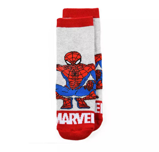 Marvel Spider-Man Anti-Slip Sokken – Grijze Kinder Sokken met Blauwe Grip – Maat 23/26 t/m 31/34