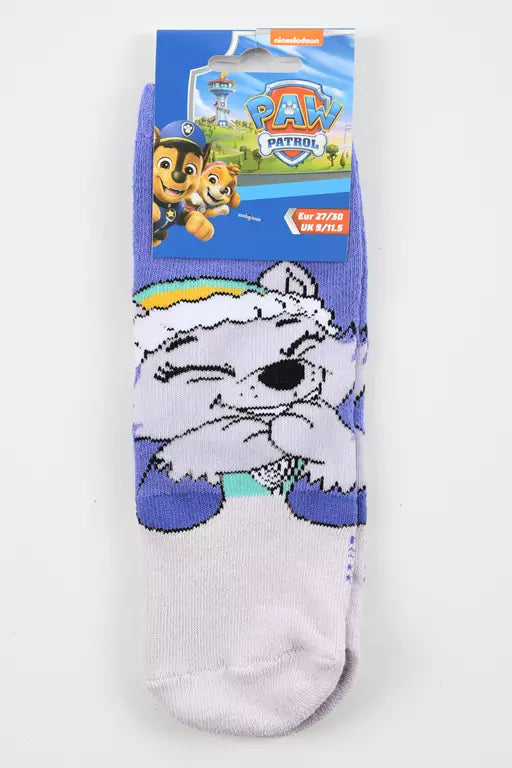 PAW Patrol Antislip Sokken Everest – Paars/Grijs Kinder Sokken met Glitter Hartjes – Maat 23/26 t/m 31/34