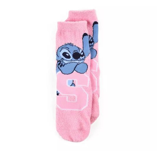 Disney Stitch Huissokken – Fluffy Terry – Antislip Kinder Sokken – Lichtroze – Maat 23/26 t/m 31/34
