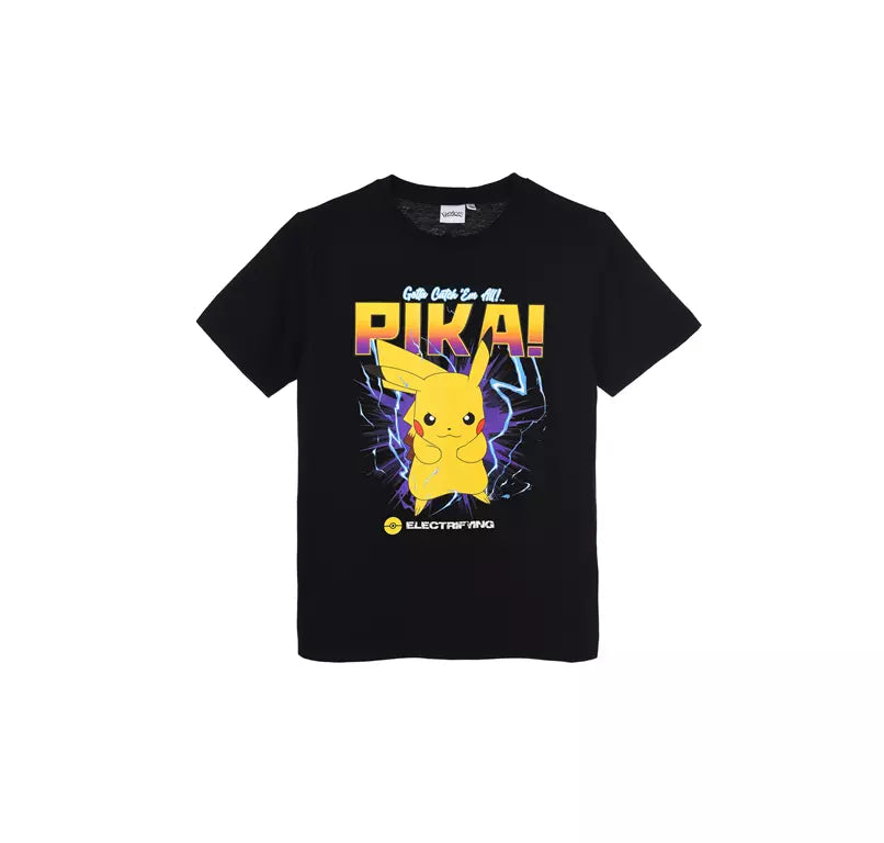 Pokémon T-Shirt Kinderen Zwart – Pikachu Print – 100% Katoen – Gotta Catch ’Em All – Maten 134-176