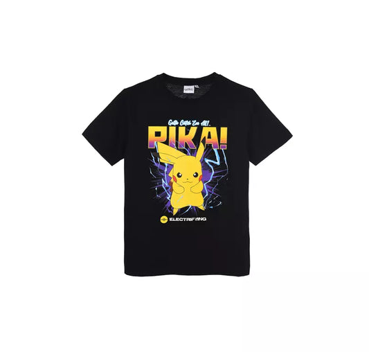 Pokémon T-Shirt Kinderen Zwart – Pikachu Print – 100% Katoen – Gotta Catch ’Em All – Maten 134-176