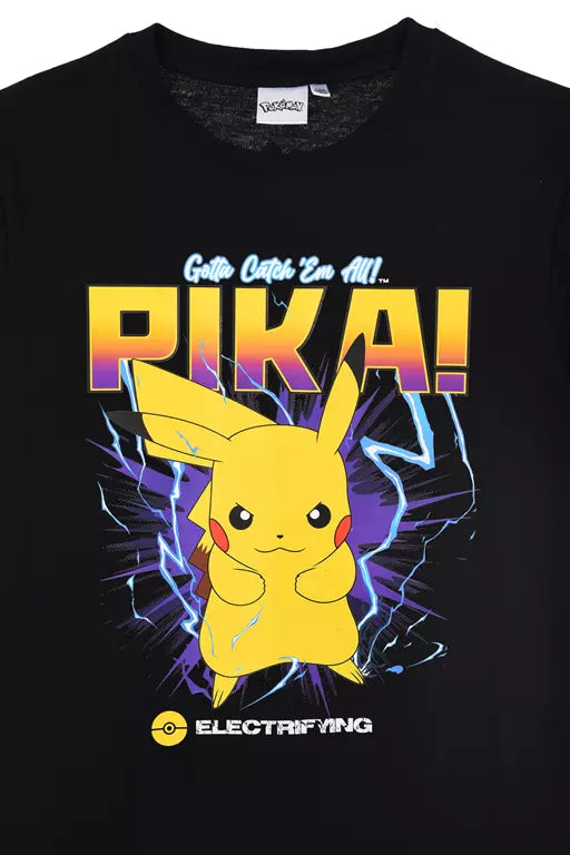 Pokémon T-Shirt Kinderen Zwart – Pikachu Print – 100% Katoen – Gotta Catch ’Em All – Maten 134-176