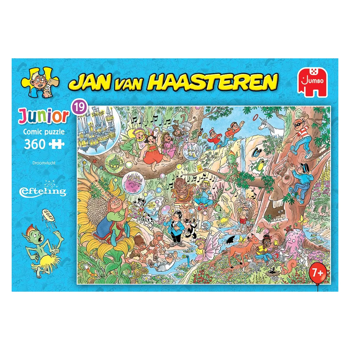 Voorkant van de Jan van Haasteren Junior Droomvlucht puzzeldoos