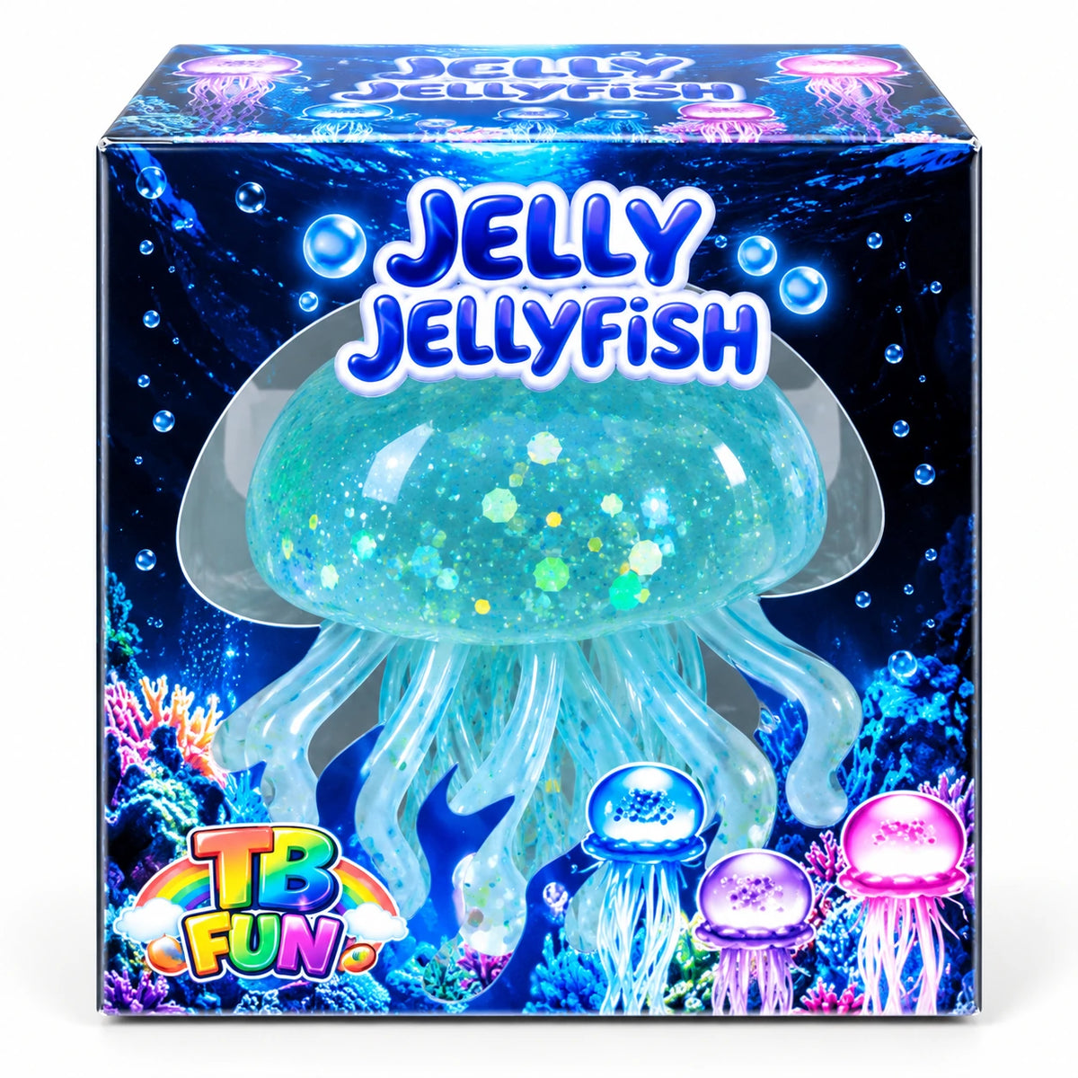 Blauwe TB Fun Jelly Jellyfish Squishy met glitters