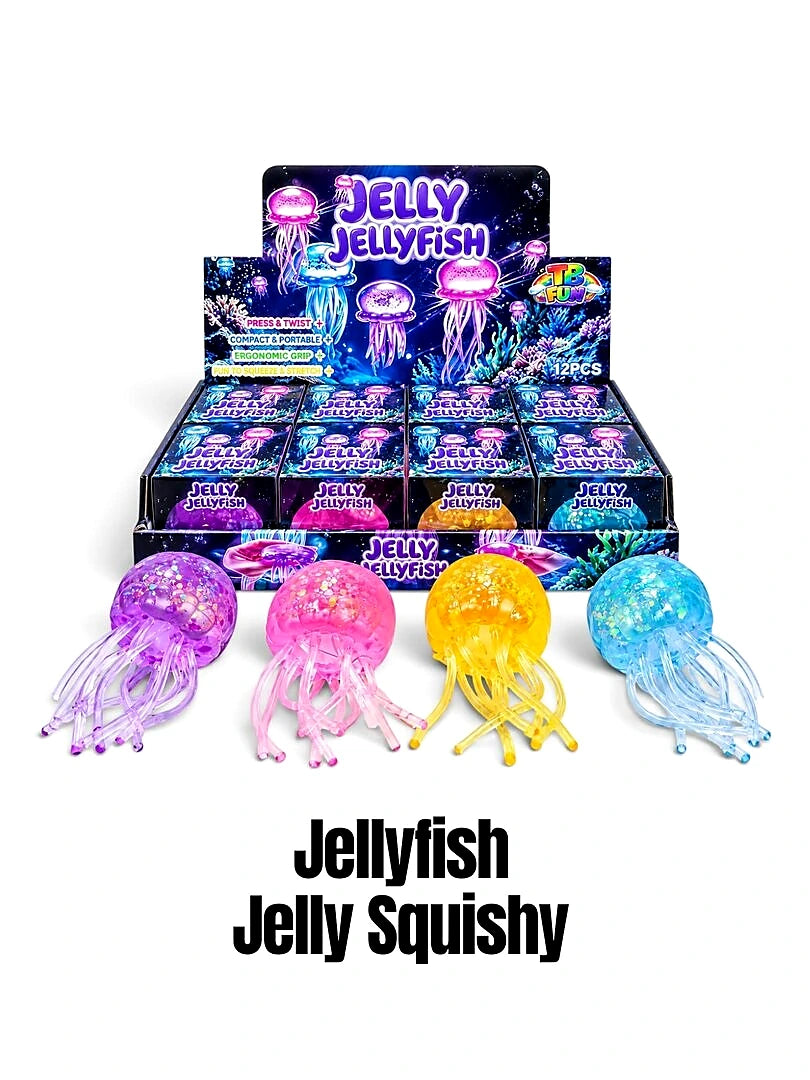TB Fun Jelly Jellyfish Squishy met glitters in verschillende kleuren