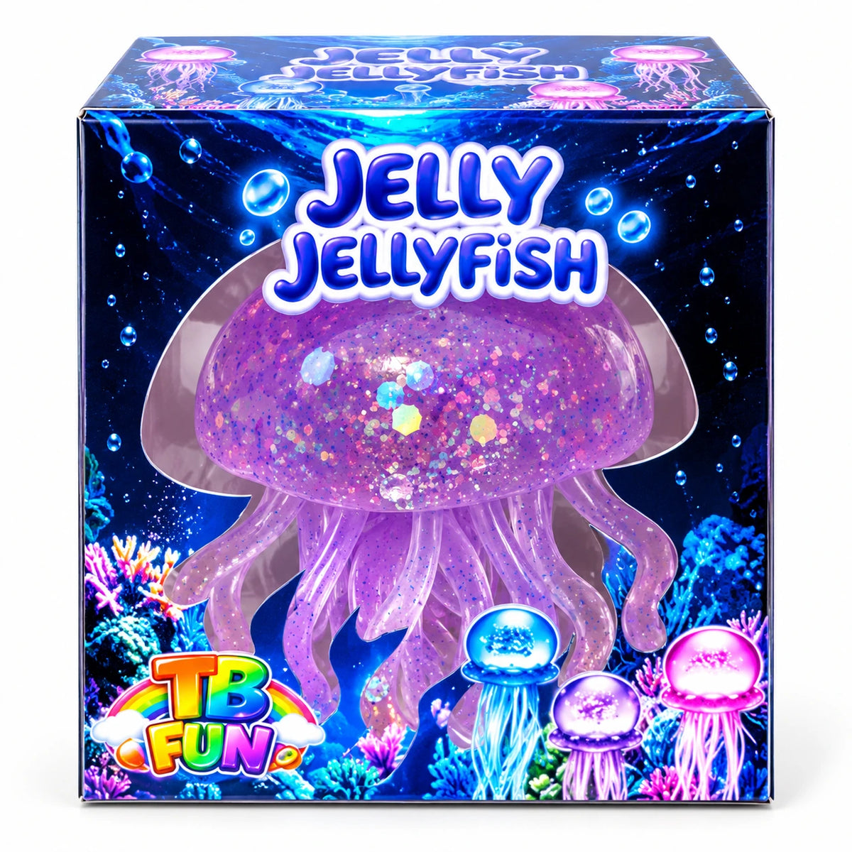 Paarse TB Fun Jelly Jellyfish Squishy met glitters