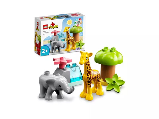 LEGO DUPLO 10971 Wilde Dieren van Afrika speelset met baby olifant en giraffe, speelmat en boom — speelgoed voor peuters vanaf 2 jaar.