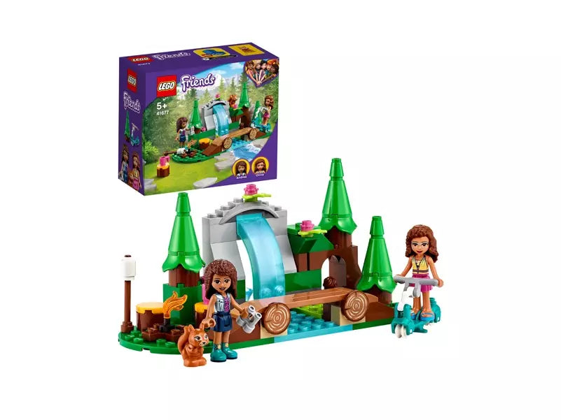 LEGO Friends set 41677 Waterval in het Bos – met Olivia, Andrea, eekhoorn en verborgen diamant – bosavontuur speelset voor kinderen vanaf 5 jaar.