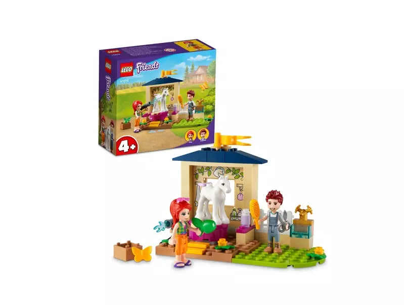 LEGO Friends 41696 Pony-Washing Stable speelset met pony, Mia & Daniel mini-popjes – bouwset voor kinderen vanaf 4 jaar.
