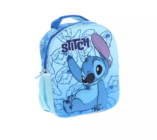 Disney Stitch 3D Rugzak – Blauw met Bloemen – Kinder Rugtas 30x26x10 cm