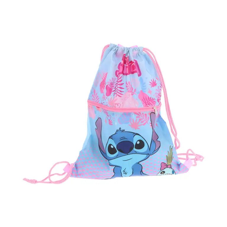Disney Stitch Gymtas Blauw Roze met Ritsvak