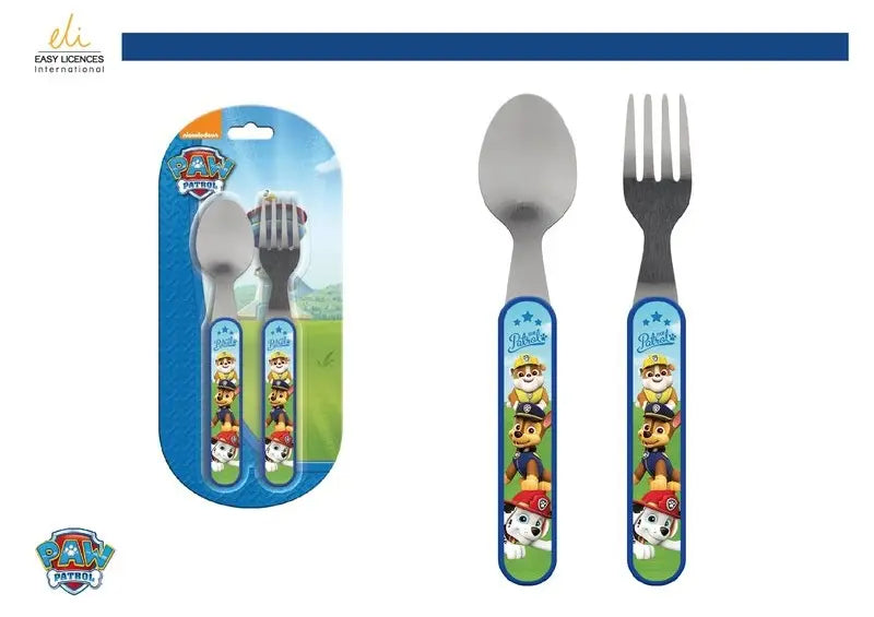 Paw Patrol RVS kinder bestekset met lepel en vork Chase Marshall Rubble officiële licentie