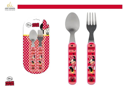 Disney Minnie Mouse Kinder Bestekset RVS Roze – Lepel & Vork – Officiële Licentie