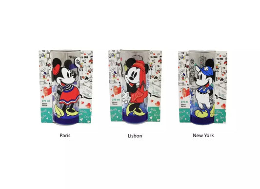 Set van 3 Glazen – Mickey Mouse & Friends Wereldsteden 🌍 blauw