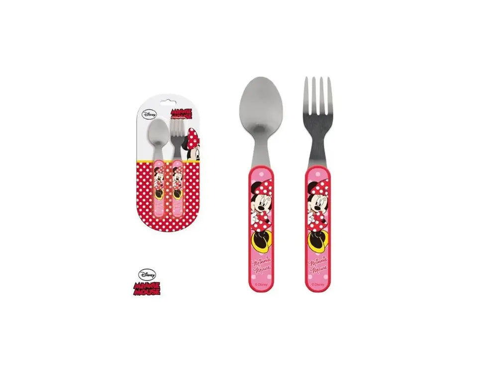 Disney Minnie Mouse kinder bestekset RVS met lepel en vork roze officiële licentie