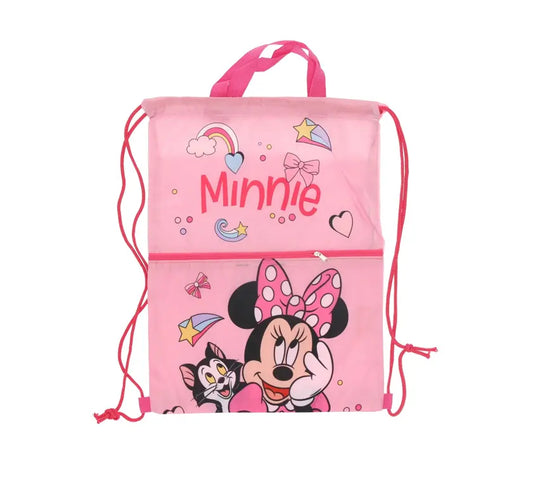 Roze Disney Minnie Mouse gymtas met Figaro, voorvak met rits, trekkoorden en draaghengsels.