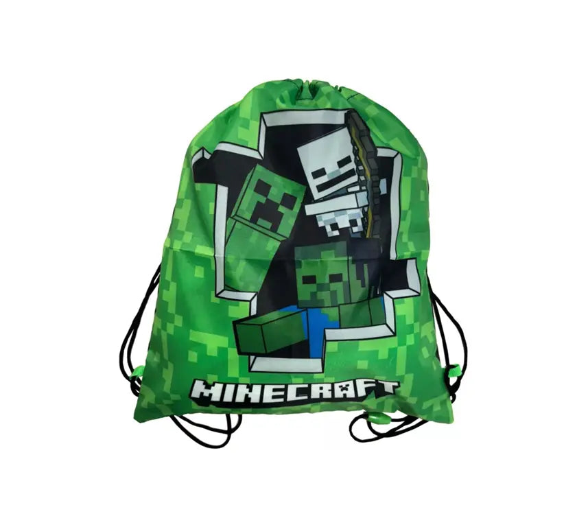 Groene Minecraft gymtas voor kinderen met stoere print