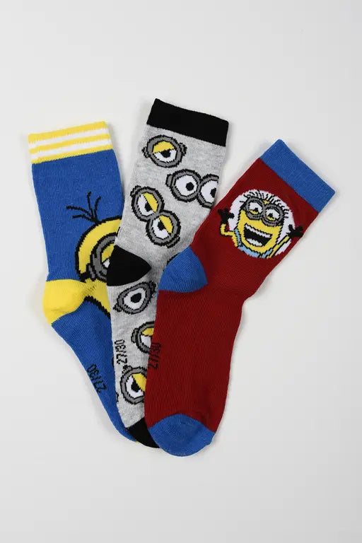 Minions kindersokken set van 3 paar met verschillende Minions prints