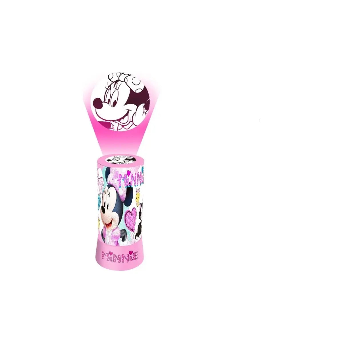 Roze Minnie Mouse LED-projectorlamp met geprojecteerde afbeelding