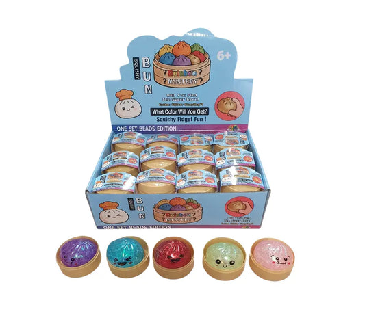 Squishy Dumpling aqua beads glitter edition 5,5 cm in verschillende kleuren