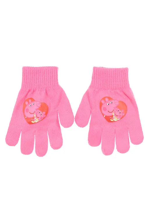 Lichtroze Peppa Pig kinderhandschoenen met vrolijke Peppa Pig afbeelding