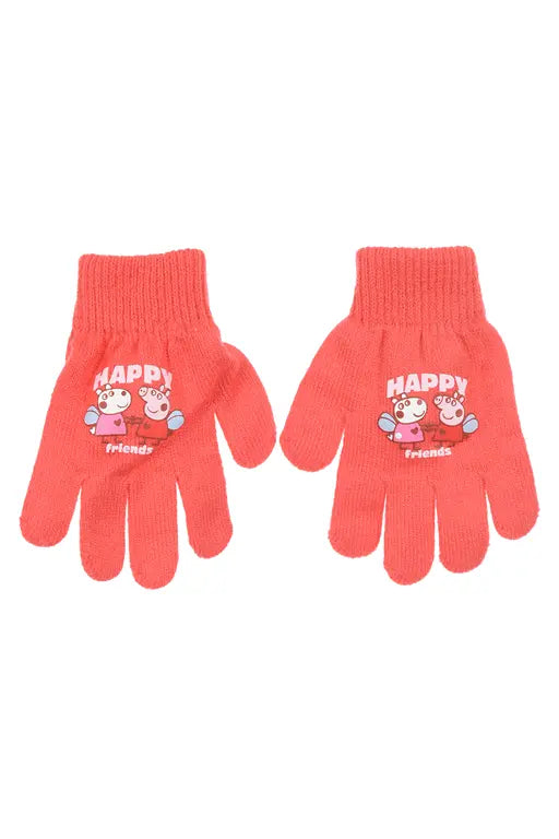 Rode Peppa Pig kinderhandschoenen met Happy Friends print voor kinderen