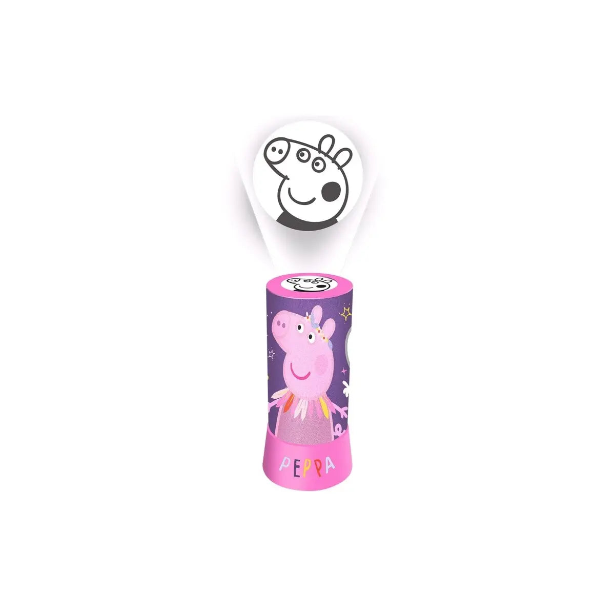 Roze Peppa Pig LED-projectorlamp met geprojecteerde afbeelding