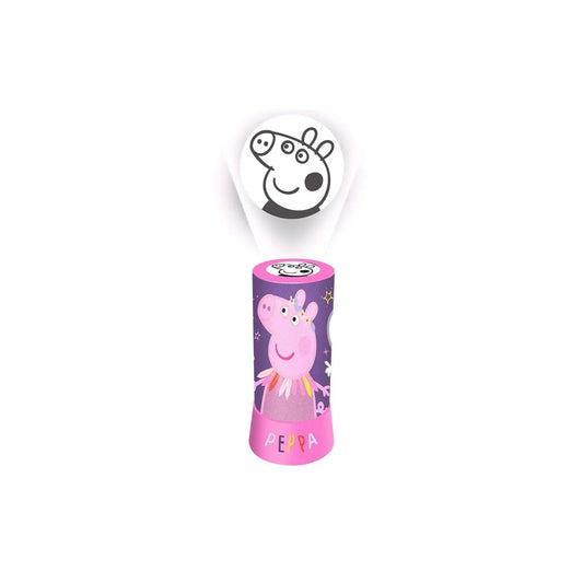 Roze Peppa Pig LED-projectorlamp met geprojecteerde afbeelding