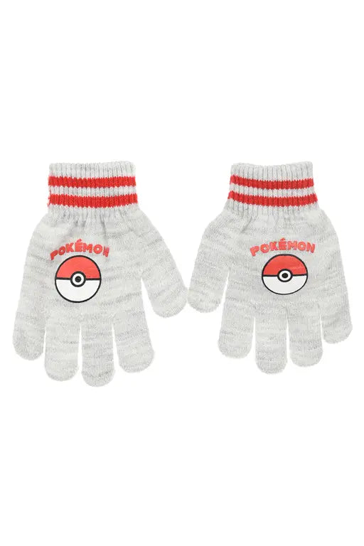 Grijze Pokémon kinderhandschoenen met Poké Ball voor kinderen van 3 tot 6 jaar