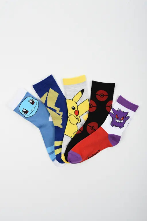Pokémon kindersokken 5-pack met Pikachu Gengar en Squirtle