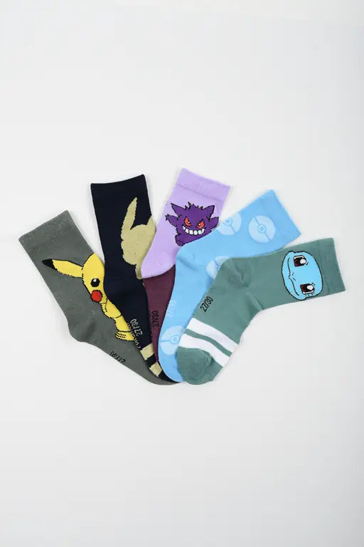 Pokémon kindersokken 5-pack met Pikachu Gengar en Squirtle