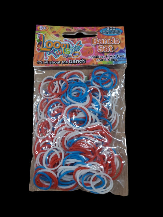 Zakje Loombands rood/wit.blauw (300pcs)