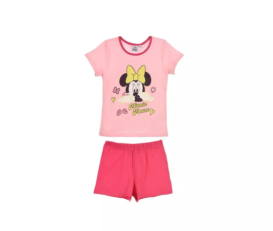 Minnie Mouse Shortama Roze – Glow in the Dark – Zomerpyjama Meisjes – Maat 122/128