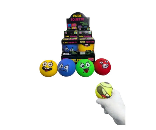 Emoji squishy bal met grappig gezichtje 6 cm knijpspeelgoed