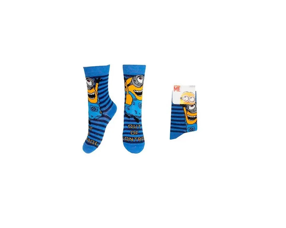 Blauwe Despicable Me Minions kindersokken met Out of Control print